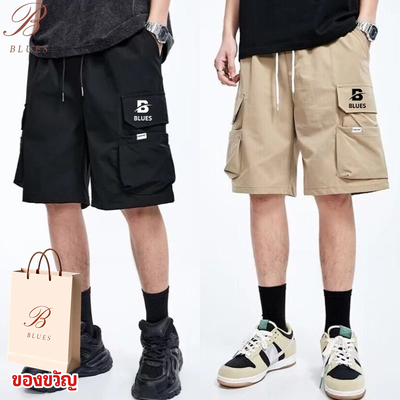 B BLUES กางเกงขาสั้นลำลองผู้ชายไซส์ L-5XLเอวยางยืดกระเป๋าข้างผ้าดีคุณภาพดีและราคาถูก แฟชั่นชาย สีไม่ตก - รูปที่ 2