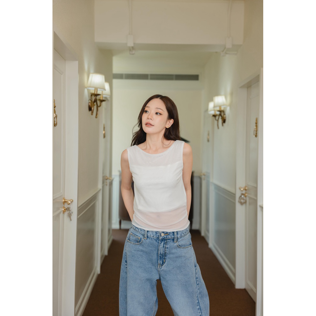 Velin Top// เสื้อกล้ามตาข่ายซีทรุมีซับใน