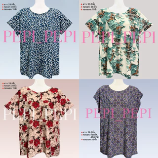 เสื้อผ้าสะดุ้ง แขนสั้น เสื้อคอกลม ใส่สบาย ไม่ร้อน ผ้าเด้ง คนเเก่ เเฟชั่นผู้ใหญ่
