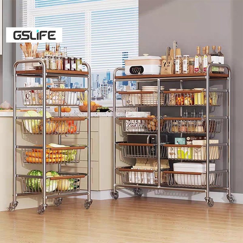 GSlife ชั้นวางของอเนกประสงค์ในครัวพร้อมล้อ