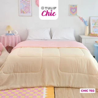 TULIP CHIC ผ้าห่มนวม ทูโทน สีเหลือง-ชมพู สีพื้นพาสเทล CHIC T02 ผ้านวมหนานุ่ม ห่มสบาย สไตล์มินิมอล