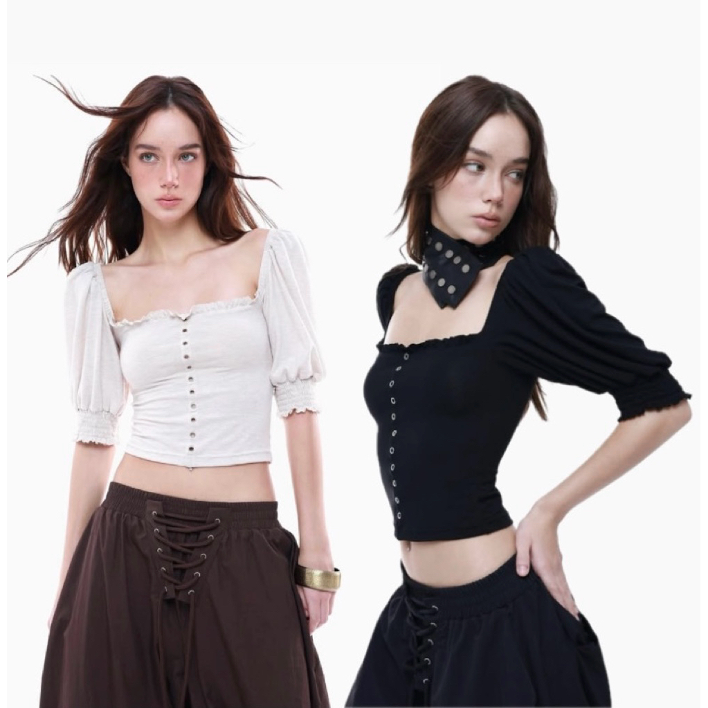 Pre-order (14-20days) แบรนด์เวียดนาม🇻🇳 Powrpowr | MEADOW BLOUSE PUFFED SLEEVE💗