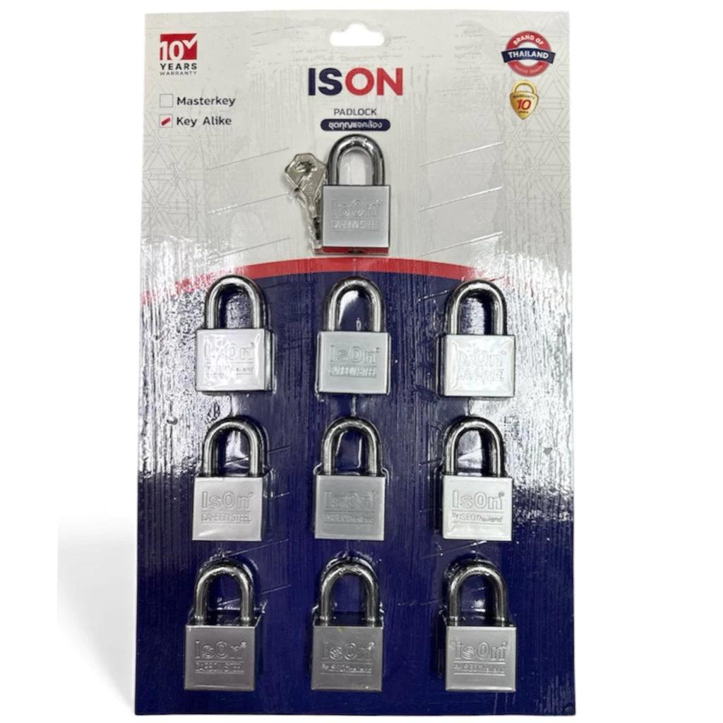 กุญแจ ISON ระบบคีย์ไลค์40mm.(8ตัว/10ตัวชุด) รุ่น877และ899