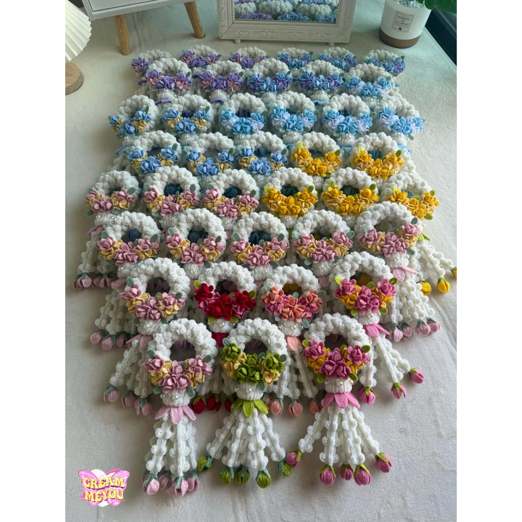 [ พร้อมส่ง 💕] พวงมาลัย พวงมาลัยดอกไม้กำมะหยี่ พวงมาลัยไหว้พระ สงกรานต์ วันแม่ วันพ่อ ไหว้ครู พวงเล็ก - พวงใหญ่