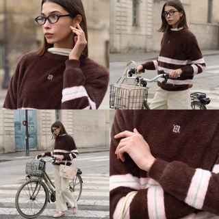 CHUUCHOP - Kenji Oversized Sweater เสื้อสเวตเตอร์ลายทางทูโทน(CW001)