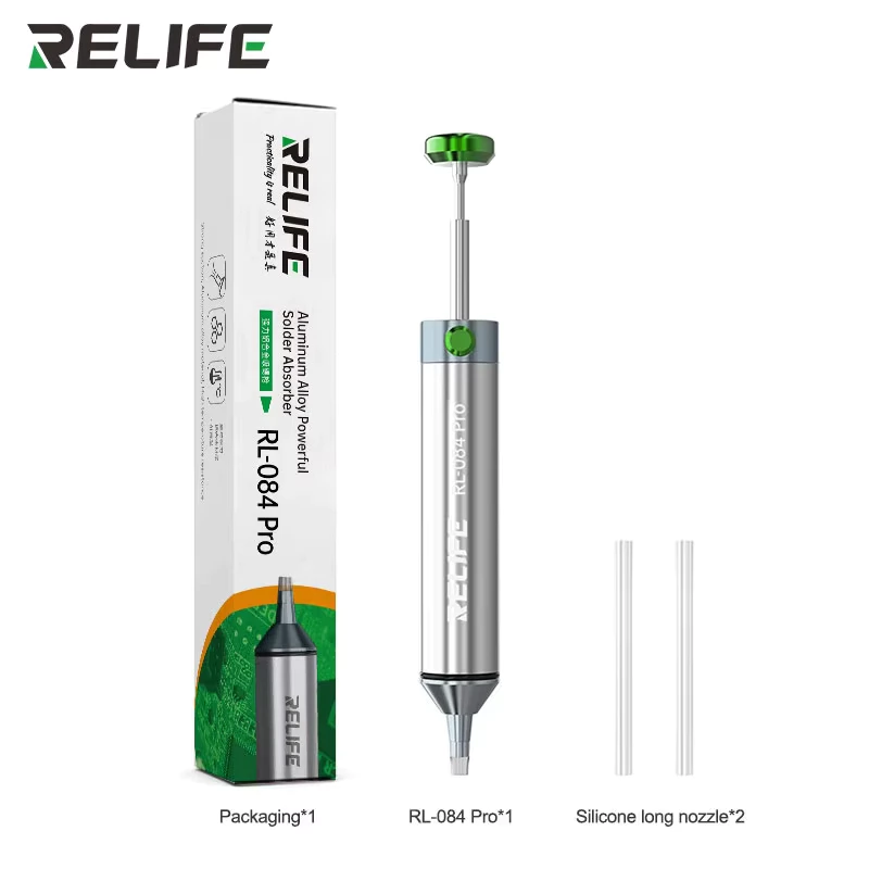 RELIFE RL-084 Pro ดูดที่แข็งแกร่งอลูมิเนียม Desoldering Sucker ที่มีประสิทธิภาพดูดสูญญากาศสําหรับ การบัดกรี Removal