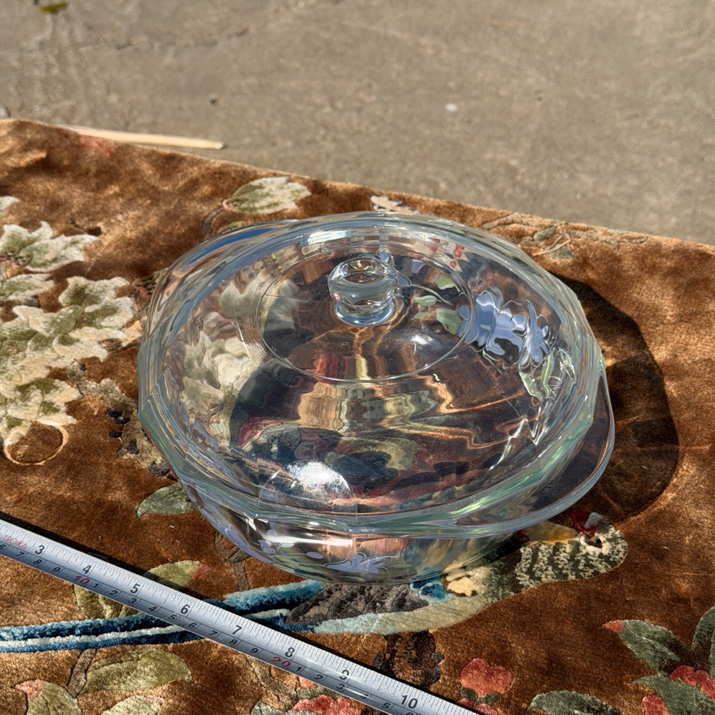 ชามแก้วทนความร้อน IWAKI PYREX มือสองจากญี่ปุ่น มาพร้อมฝา ตั้งไฟได้ เข้าไมโครเวฟได้