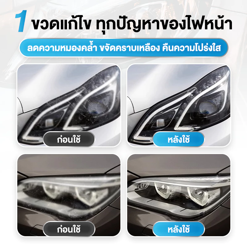 SUPER WASH น้ำยาขัดโคมไฟหน้ารถยนต์ ไม่ต้องถอดออก ไม่ทำลายไฟหน้ารถ เช็ดแล้วเงางามทันที ใช้งานง่าย 120ml thumbnail 5