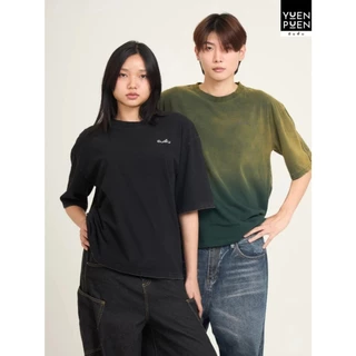 YuenPuen ยืนพื้น เสื้อฟอก 7 เชดสี ทรง Oversize เสื้อโอเวอร์ไซส์ สกรีนลายไม่ยืดไม่ย้วย