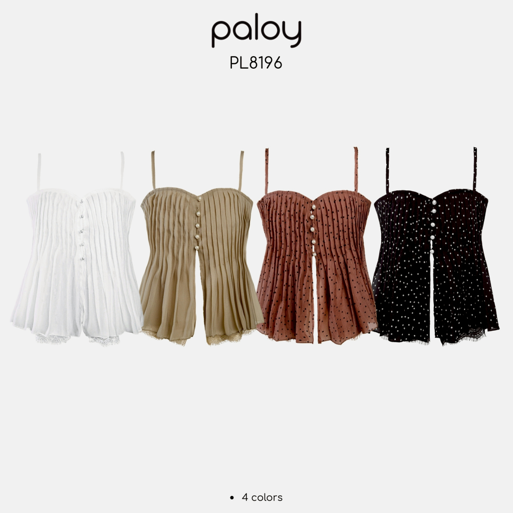 Paloy - PL8196 เสื้อสายเดี่ยวติดกระดุม แหวกหน้า