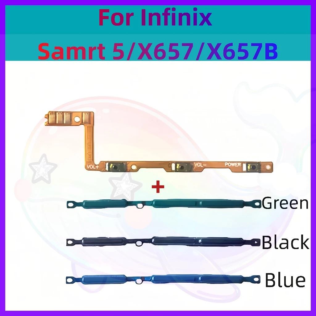 สําหรับ Infinix Smart 5 X657 / X657B ปุ่มปรับระดับเสียงไฟปุ่มปุ่ม Flex Cable Keys ปุ่มปิดระดับเสียงปุ่มขึ้นลงด้านข้างอะไ