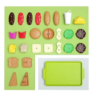 JoyToys 27 แพ็คเด็กเบอร์เกอร์แกล้งทำอาหาร มินิครัวอาหารปลอมของเล่น