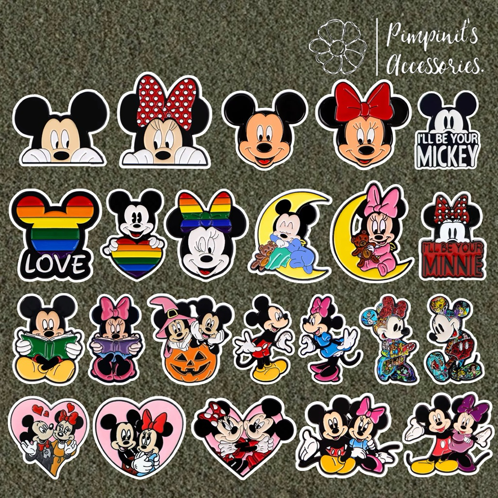 ✿ ร้านในไทยพร้อมส่ง : เข็มกลัดเซ็ทดิสนีย์มิกกี้เม้าส์และมินนี่เม้าส์ | MICKEY & MINNIE MOUSE – DISNEY Enamel Brooch Pin