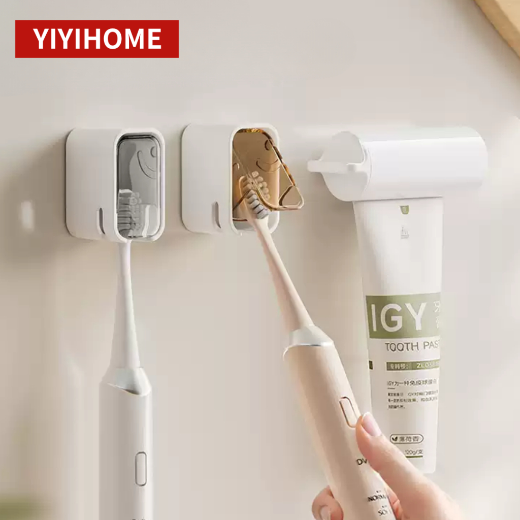 YIYIHOME กล่องใส่แปรงสีฟัน กล่องแปรงสีฟันแบบพลิก ติดผนัง ป้องกันฝุ่น เก็บแปรงสีฟัน ใช้ในห้องน้ำ