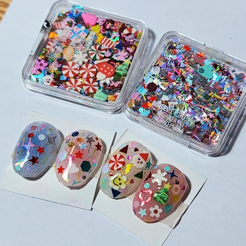 💖Glitter&Fimo Christmas 2026!!!✨️⭐️เซ็ท กลิตเตอร์ ฟีโม่ ติดเล็บ🌈💕งานผสมพิเศษน่ารักมว๊าก  🌈งานผสมเจ้าเดียวไม่ซ้ำใคร💖