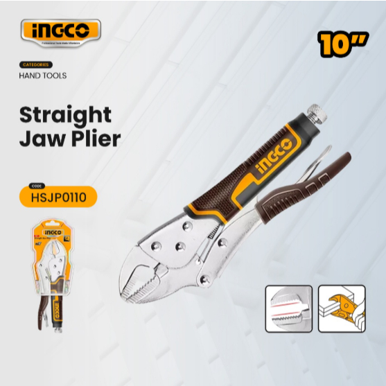 INGCO รุ่น HSJP0110 คีมล็อคปากตรง 10 นิ้ว (250มม.)