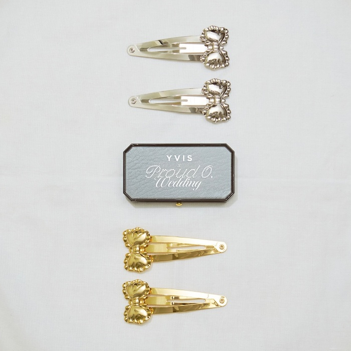 YVIS Bow Veil Brass Hair Pin Set - YVIS X Proud O Wedding