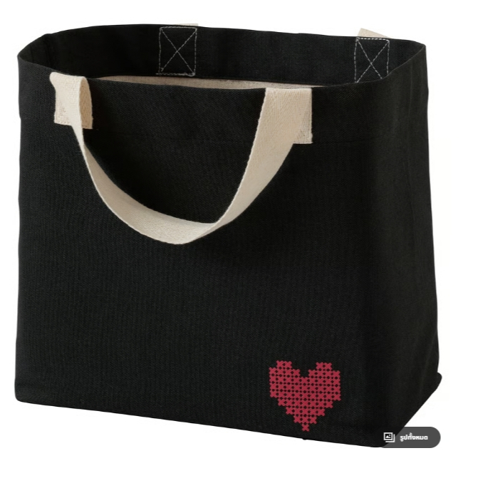 IKEA TOSSDAN ทอสส์ดาน กระเป๋าผ้า, แดง/ดำ, 12 ลิตร พร้อมส่ง