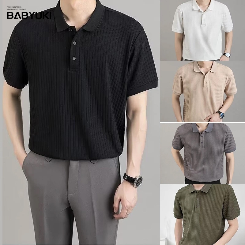 BU เสื้อโปโลแฟชั่นของผู้ชายคนนี้ หลวมง่ายอินเทรนด์ และสบาย ๆ