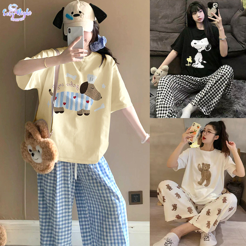 ชุดนอนเซ็กซี่💕💕เสื้อยืดลำลอง ชุดนอนลายการ์ตูน แขนสั้น หลายรูปแบบ ใส่นอน ชุดอยู่บ้าน ใส่สบาย ราคาถูกที่สุด ส่งไวจากไทย