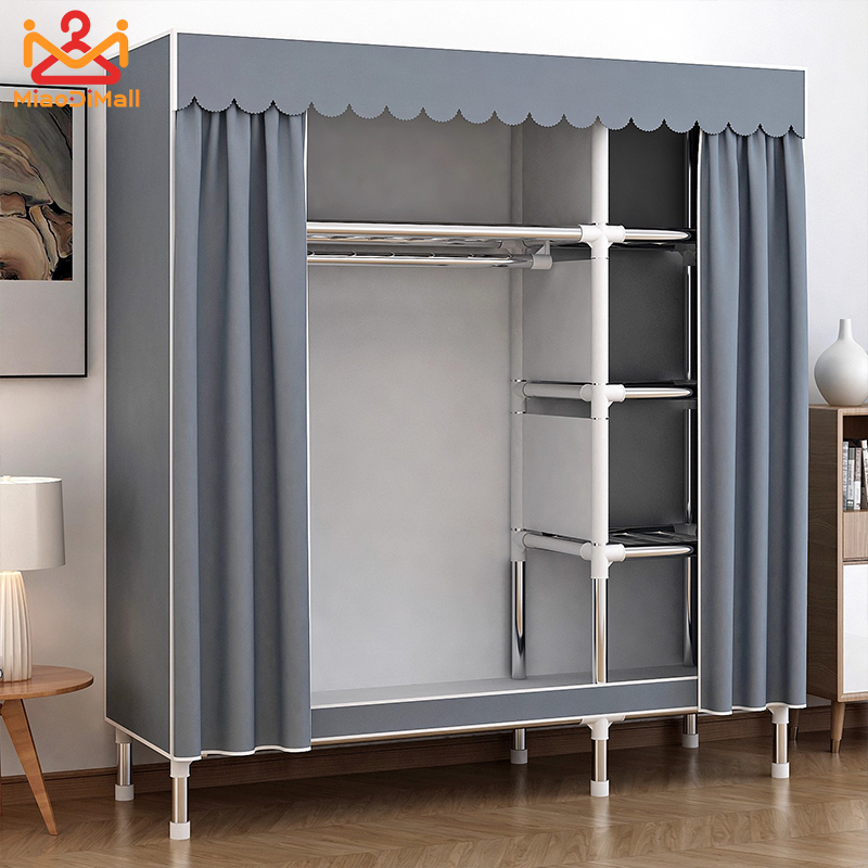 ราคาถูก ตู้เสื้อผ้า ตู้เสื้อผ้าโครงเหล็กข้อต่อเหล็ก ตู้เสื้อผ้ามัลติฟังก์ชั่น รับน้ำหนักได้ 150kg ตู้เสื้อผ้าทั้งใหญ่