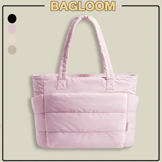 BAGLOOM สุภาพสตรีกระเป๋าสะพายขนาดใหญ่ กระเป๋าสะพายกระเป๋าด้านหน้า Tote Bag สําหรับผู้หญิง