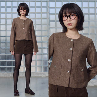(พร้อมส่ง)Bemingtop1016(S-3XL)-BMG Tweed-Lookคาร์ดิแกนทรงเบลเซอร์เรียบหรู ที่ใส่แล้วดูเนี้ยบแบบ effortless