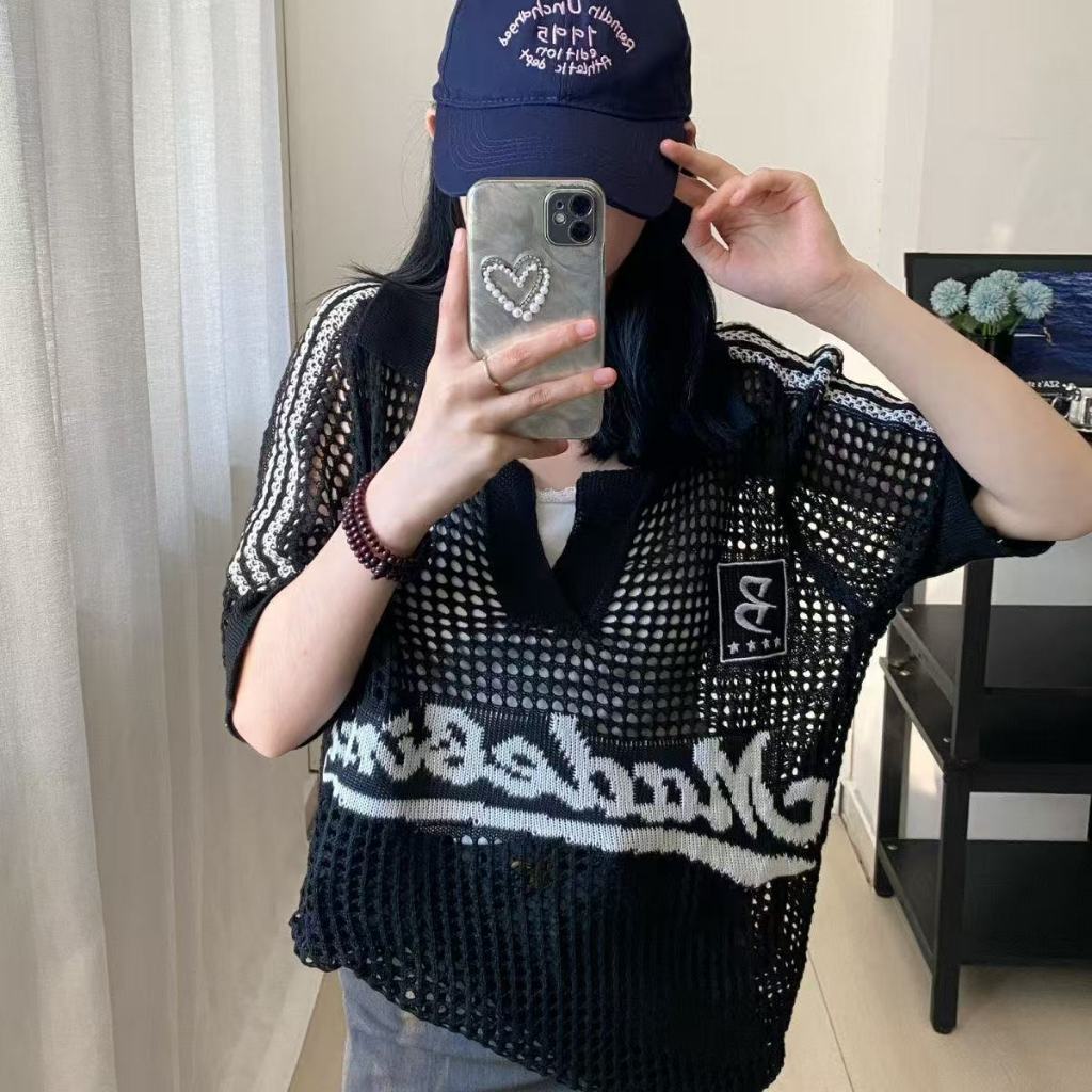 พร้อมส่งในไทย** เสื้อตาข่าย คอปก เสื้อโอเวอร์ไซส์ มีส่งด่วน Y286 - รูปที่ 6