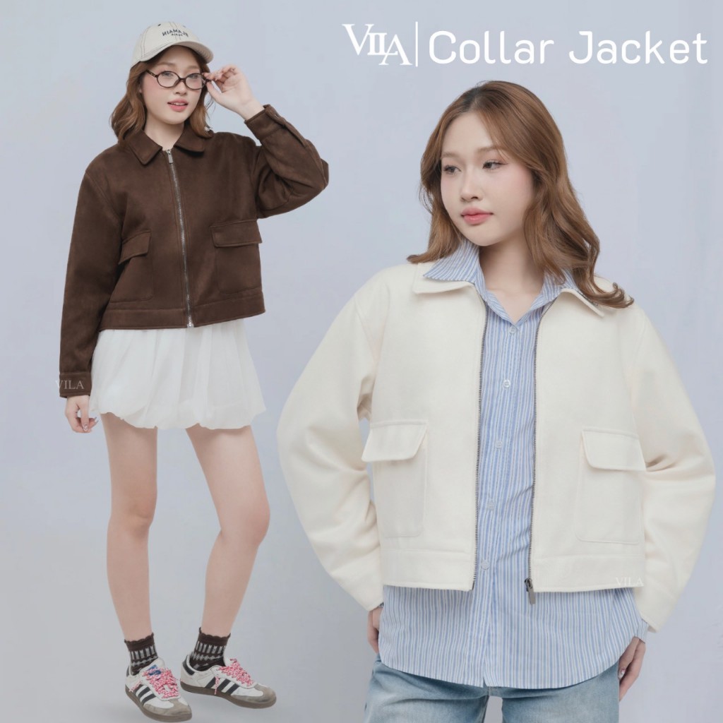 VILA | COLLAR VL119 เสื้อแจ็คเก็ตคอปก