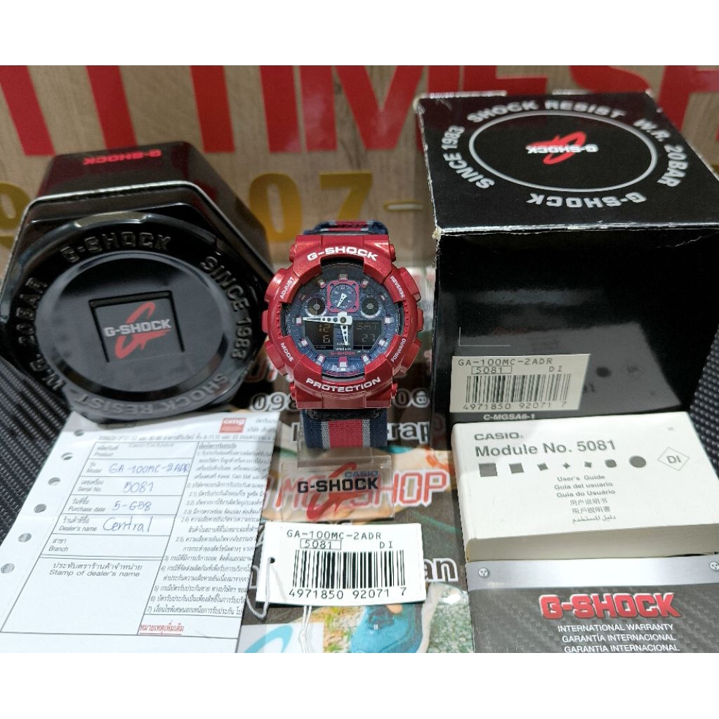 G-Shock มือสองรุ่น ❤️GA-100MC-2🤍💙สายผ้า