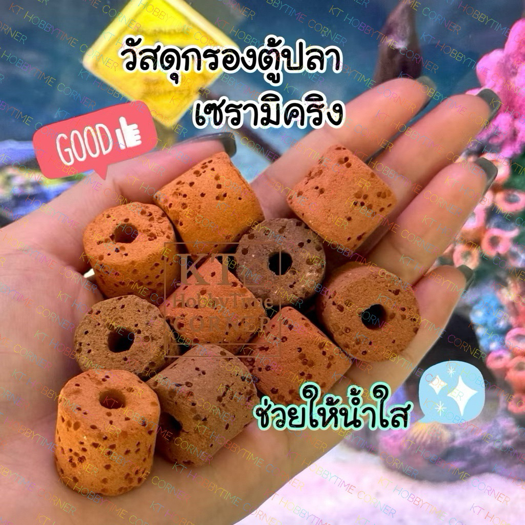 เซรามิคริง (พร้อมถุงตาข่าย) วัสดุกรองตู้ปลา หินเซรามิค หินกรองตู้ปลา ช่วยทำให้น้ำใส