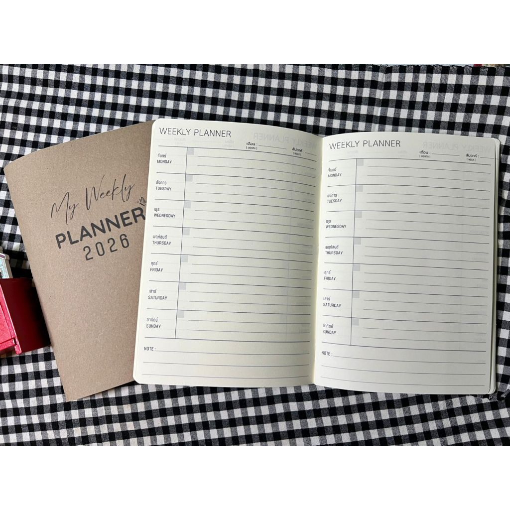 Weekly Planner 2026/2569 สมุดแพลนเนอร์รายสัปดาห์ A5 วางแผนง่าย จดครบทุกวัน ใช้ได้ทั้งปี 80 แกรม