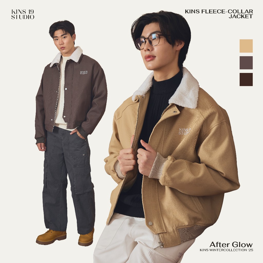 KINS 19 STUDIO | KINS Fleece-Collar Jacket เสื้อแจ็คเก็ตโค้ทกันหนาว [KN327]