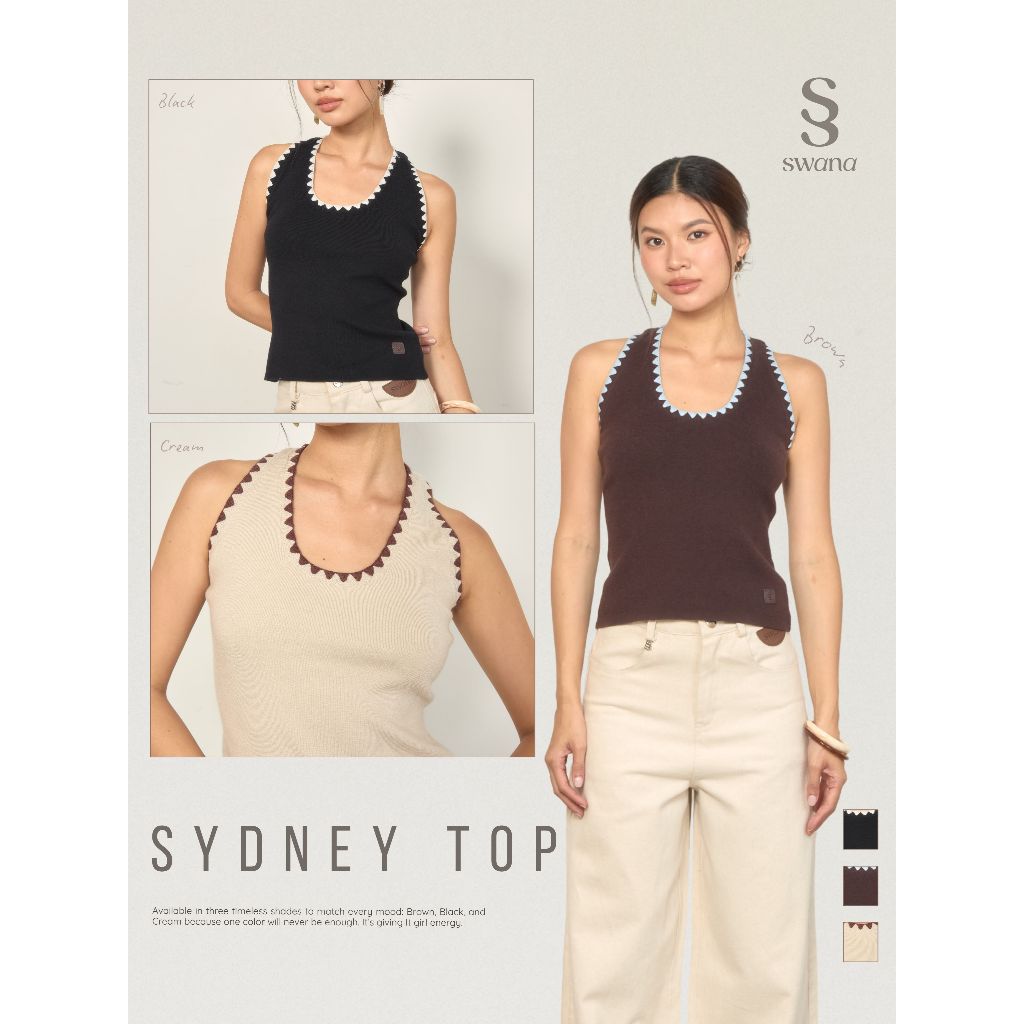 Swana.ss - Sydney top (SML) แค่เสื้อ  เสื้อกล้ามไหมพรมทอขอบ ทรง Basic