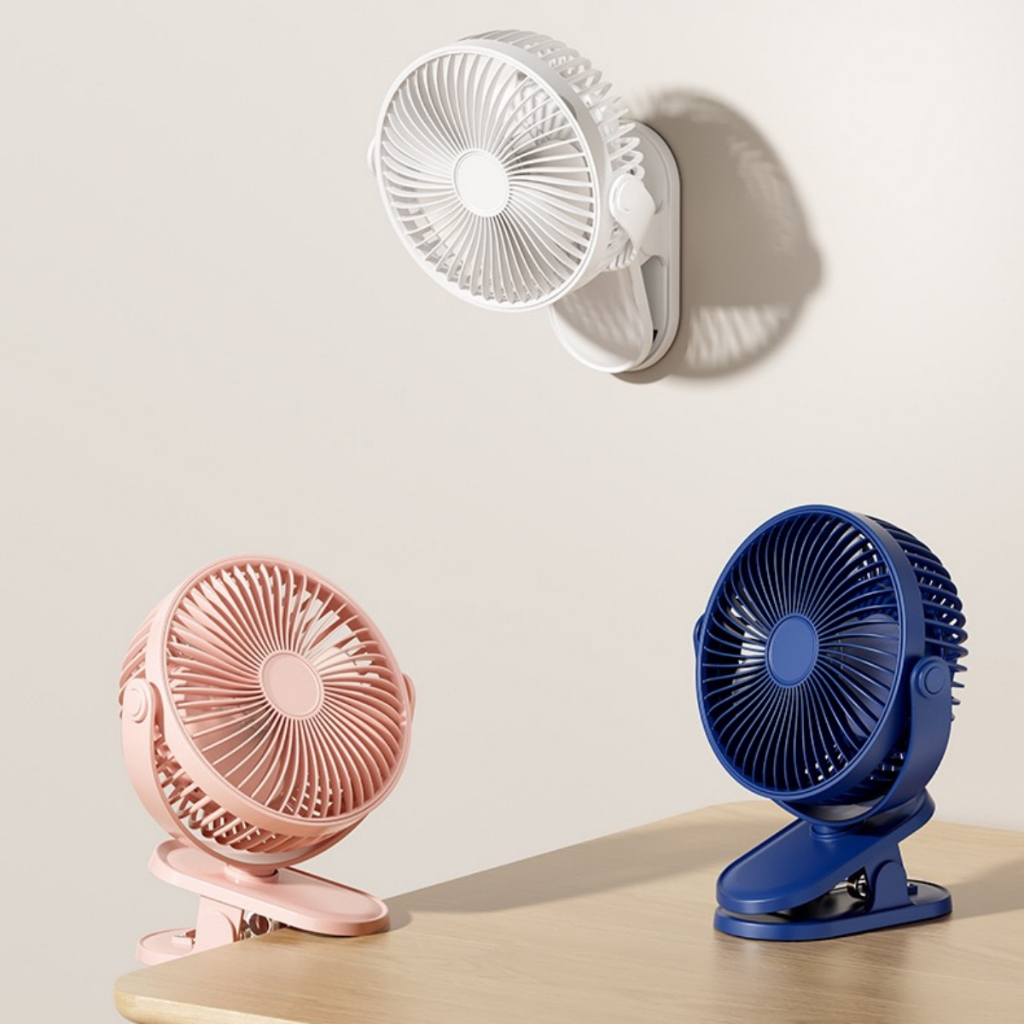 พัดลมพกพา 6 นิ้ว  4 สี  อัจฉริยะ 3 สปีด  ปรับมุม พัดลมติดรถยนต์