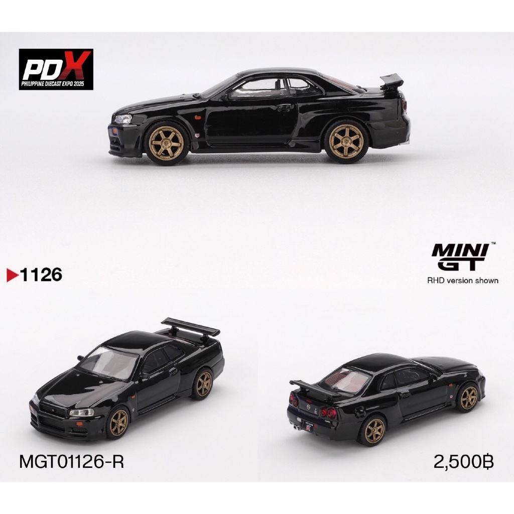 MGT01126-R-Nissan Skyline GT-R (R34) V.Spec Black Pearl W/ TE37 Wheel| Philippine Diecast