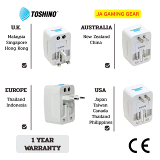 Toshino ปลั๊กแปลง DE-204 / DE-207 / DE-206 USB Travel Adapter ตัวแปลงปลั๊กนานาชาติ (เกาหลี,ฮ่องกง,จีน, ยุโรป 150ประเทศ)