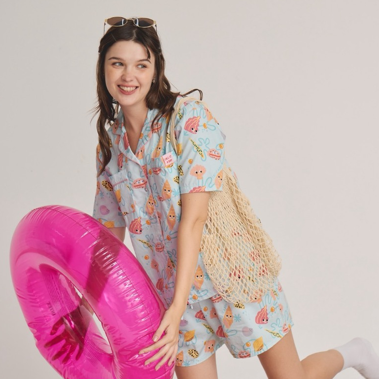 Under the sea summer set แขนสั้น ขาสั้น ชุดนอนโนบรา Call it a day