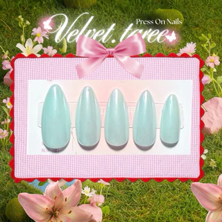 ลงลายใหม่ 🧵 เล็บสีฟ้าขัดผง เล็บปลอมสำเร็จรูป 10 นิ้ว 💅 แถมฟรีอุปกรณ์ติดเล็บ กาว ตะไบ ไม้ดัน แอลกอฮอล์ ครบชุด 👀🍅