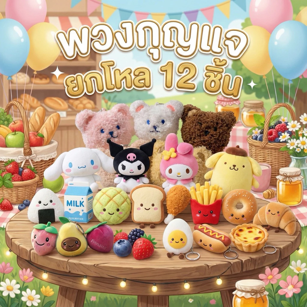 พวงกุญการ์ตูนน่ารัก (ยกโหล 12 ชิ้น) ราคาส่ง | ของแถมลูกค้า ของชำร่วย ของขวัญปัจฉิม สินค้า DIY