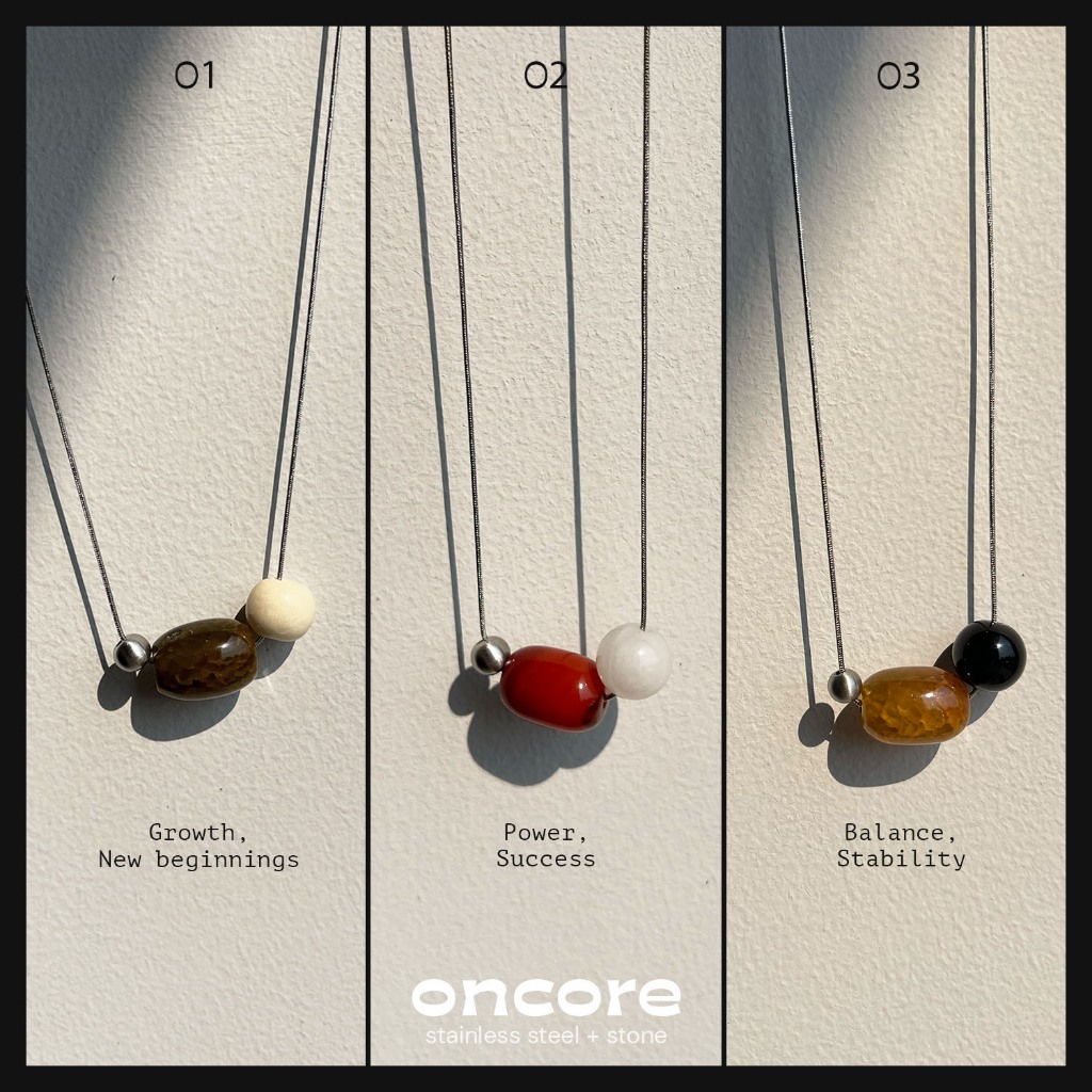 Oncore | Stone Charm - สร้อยคอหินแท้มินิมอล คู่สีส่งเสริมพลังงานบวก