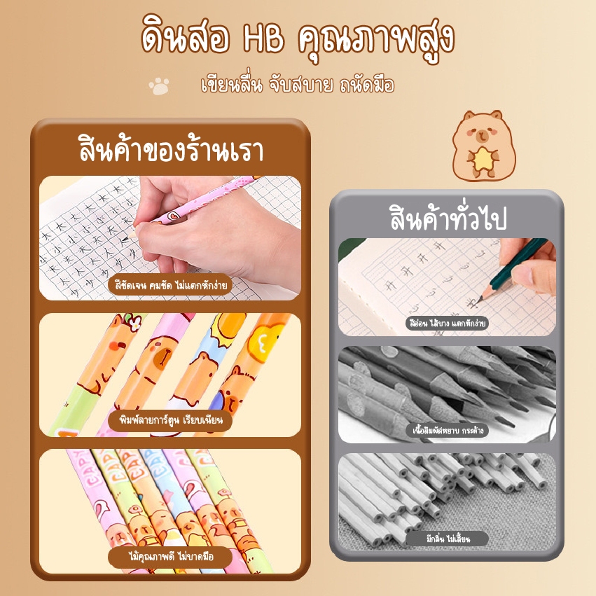 ดินสอไม้ ดินสอHB ดินสอหัวยางลบ ลายสุดน่ารัก 1กระบอก50แท่ง เขียนลื่นคุณภาพสูง ปลอดสารพิษ สินค้าพร้อมส่งจากไทย - รูปที่ 2