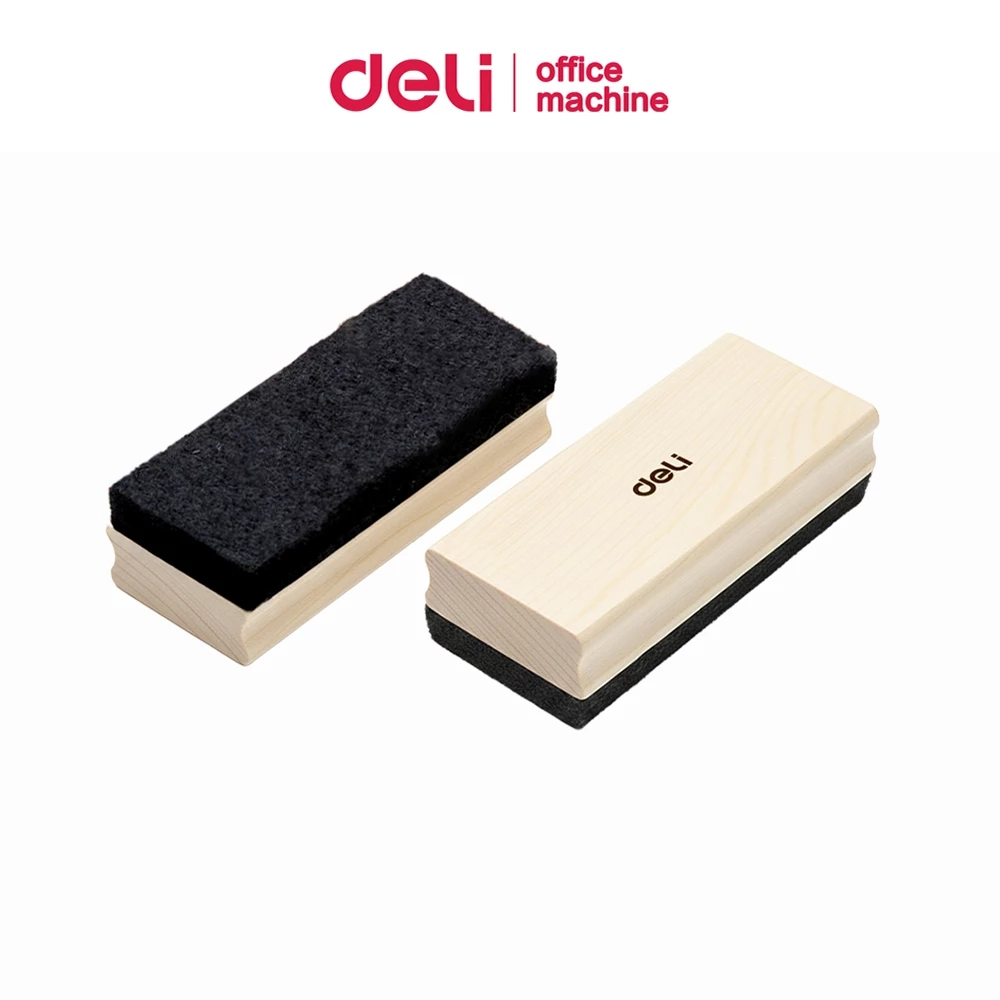 Deli แปรงลบกระดาน กระดานดำและไวท์บอร์ด ทำจากไม้สน สักหลาด ใช้ง่าย พกพาสะดวก Felt Eraser