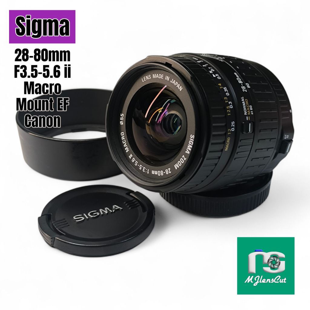 Sigma Zoom 28-80 F3.5-5.6 ii Macro 1:2 + Hood Mount EF Canon