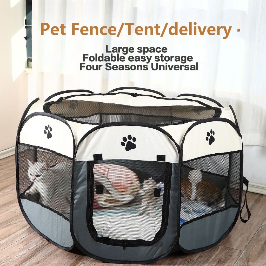 แบบพกพาพับแมวสัตว์เลี้ยงเต็นท์กรงสุนัขบ้านสุนัขแมวเต็นท์ Playpen Puppy Kennel kucing Sangkar กรงแมว