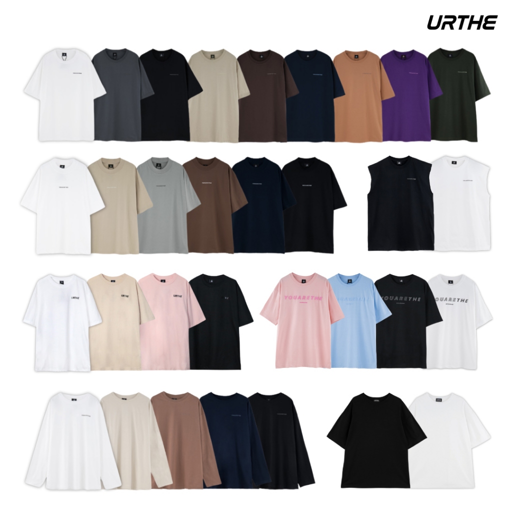 URTHE - เสื้อยืด Oversize เสื้อแขนยาว เสื้อยืดสีพื้น