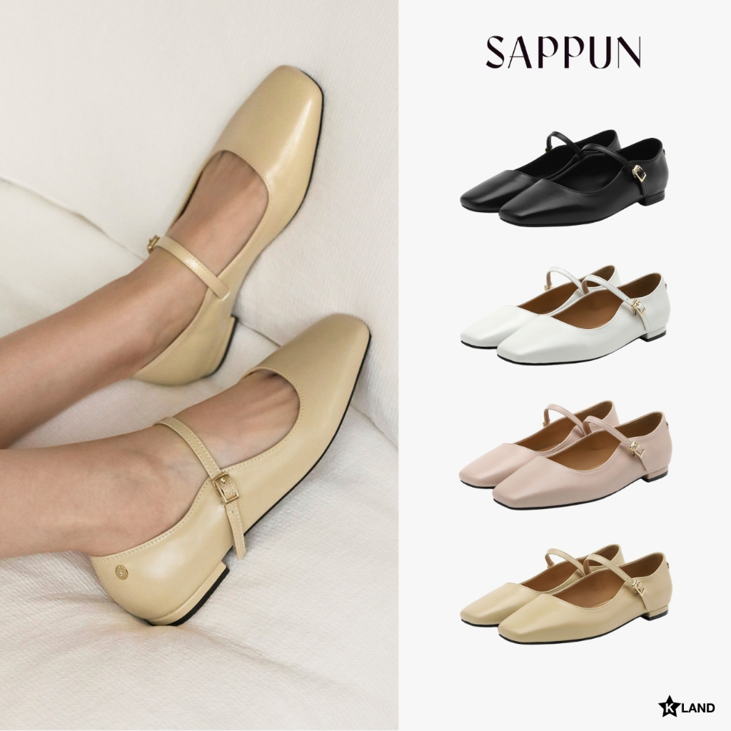 [ NEW Collection ] SAPPUN รุ่น Ariel Maryjane Flats ความสูง (1cm) รองเท้าส้นสูงรองเท้าผู้หญิง