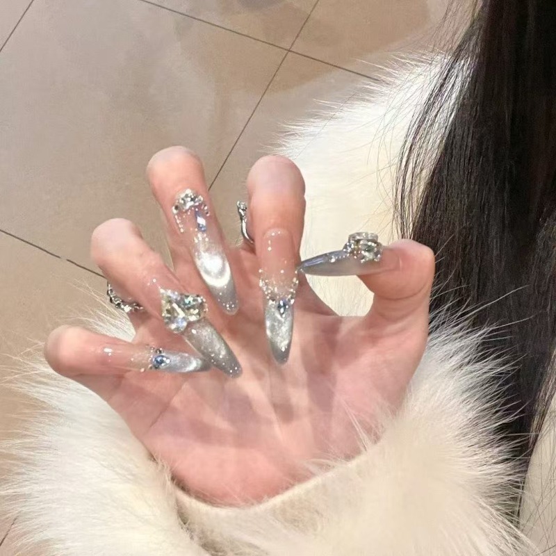 SG708-ใหม่เล็บปลอมกันน้ำมส่ง เล็บยาว เล็บปลอม พิมพ์ลาย แบบถอดออกได้ เล็บปลอมสีเจล 10ชิ้น