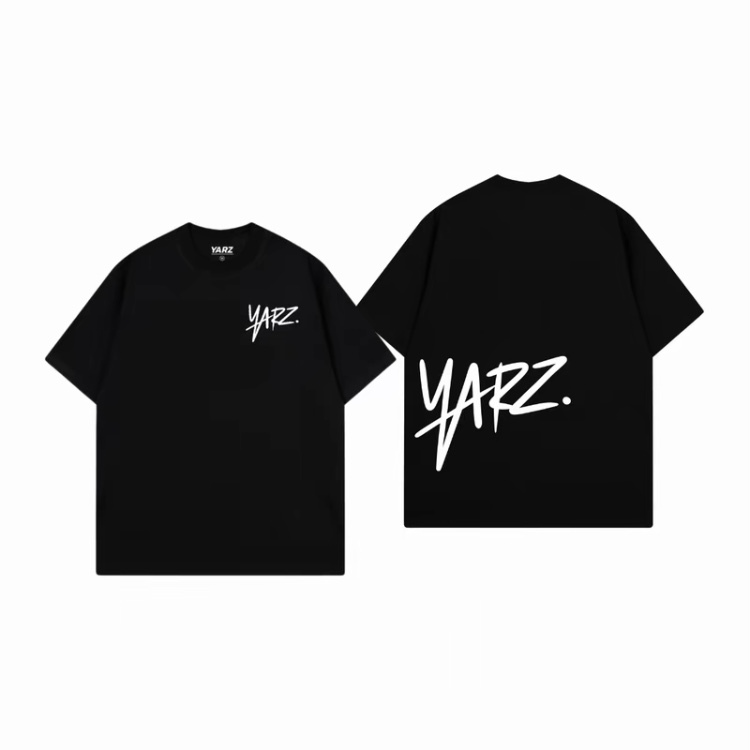 เสื้อยืดคอกลมสั้นแขน สไตล์Street Wear ลายYARZ.สีดำ ไซส์M-3XL สวมสบาย100%cottons