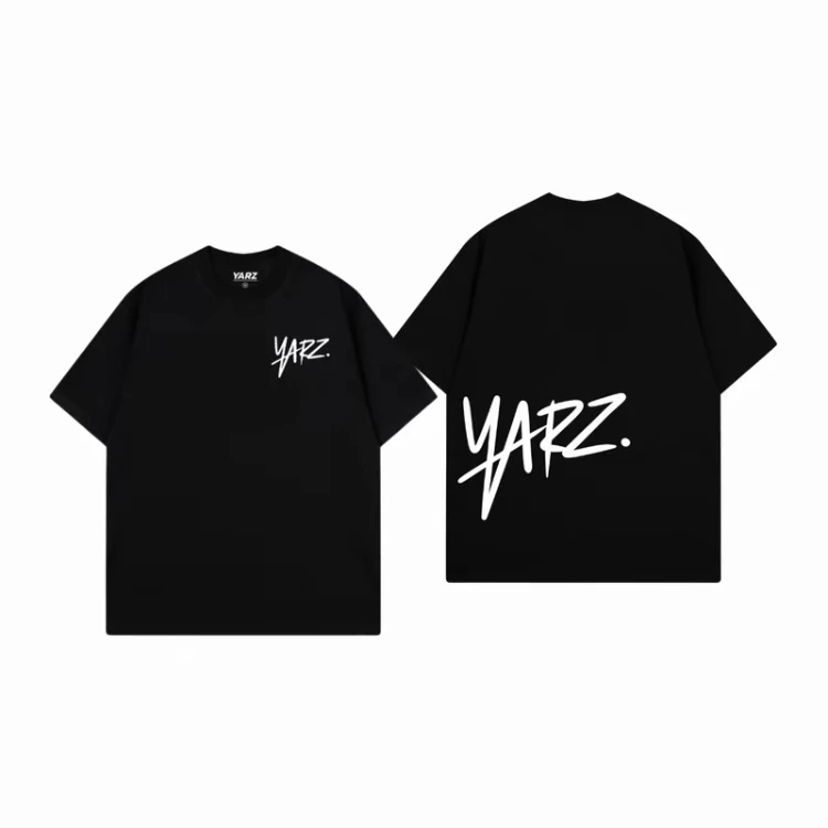 เสื้อยืดคอกลมสั้นแขน สไตล์Street Wear ลายYARZ.สีดำ ไซส์M-3XL สวมสบาย100%cottons